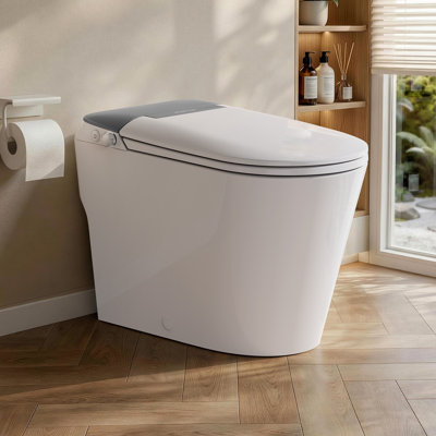  17.5" ADA Non-Electric Bidet Toilet, MAP 1000g Powerful Flush Smart Toilet with Lady/Rear Wash, Foot-kick Flush, ADA Comfort Seat Height (Power Free)