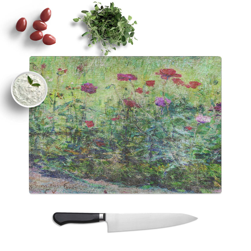 Glass Field of Poppies by Kuroda Seiki Chopping Board, 39 cm W x 28.5 cm L