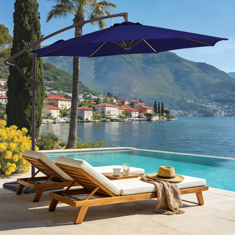 Parasol en porte-à-faux rond avec contrepoids 120 po Beeram, Marine