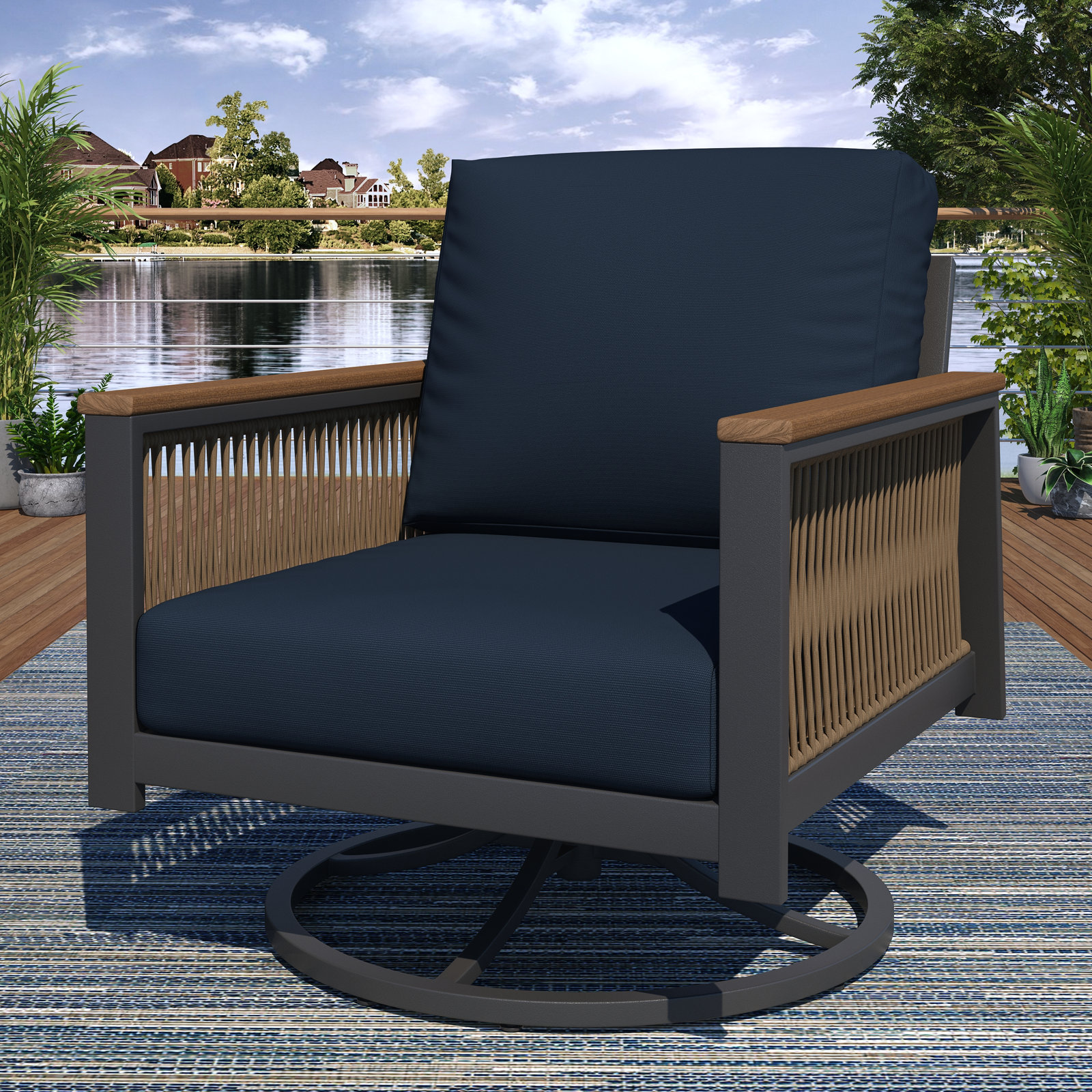 Townsend Sunbrella® Patio Rocking Chair, Canvas Navy Sunbrella® Canvas