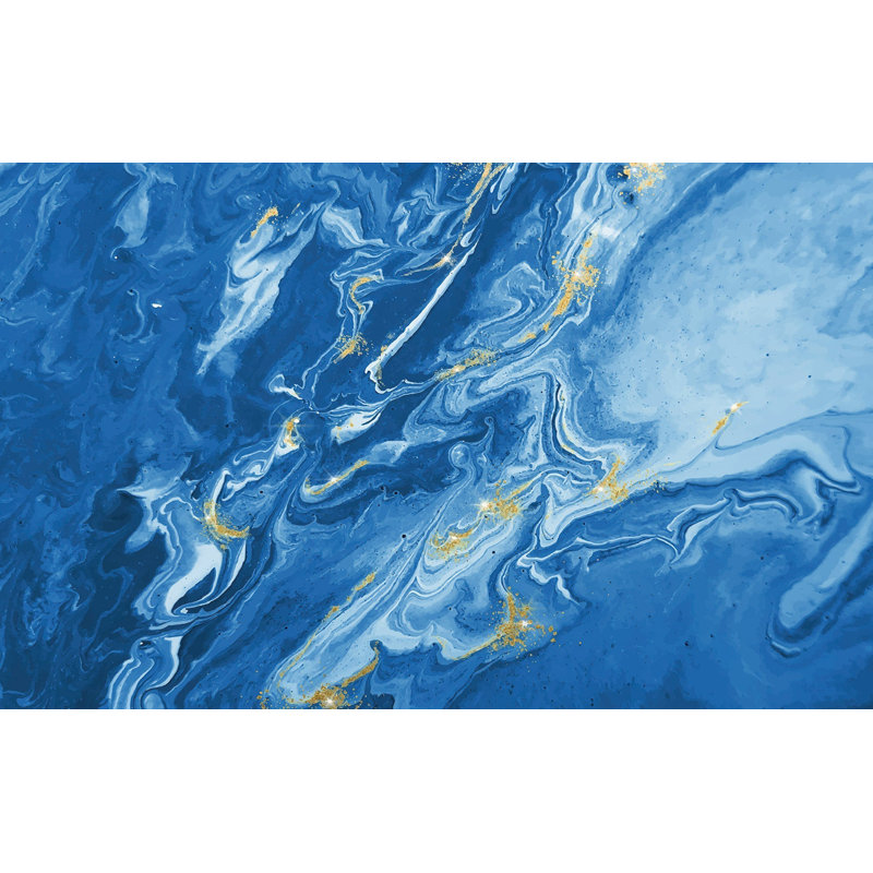 Premium Peel & Stick Wall Mural - Blue Marble Texture, 96" L x 120" W