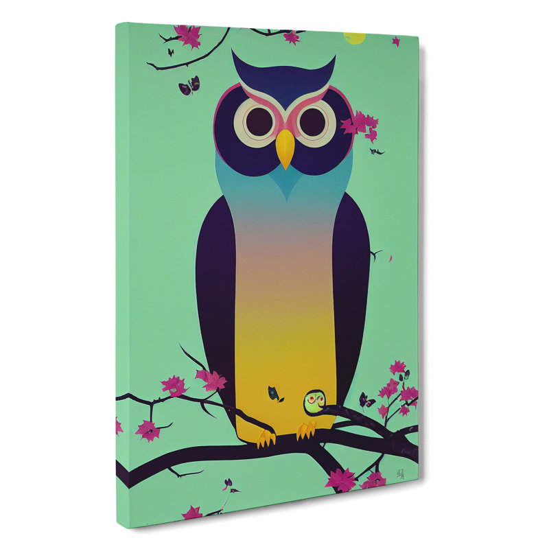 Owl In Technicolour No.1 Abstract - Wrapped Canvas Print, 50cm H x 35cm W x 3cm D