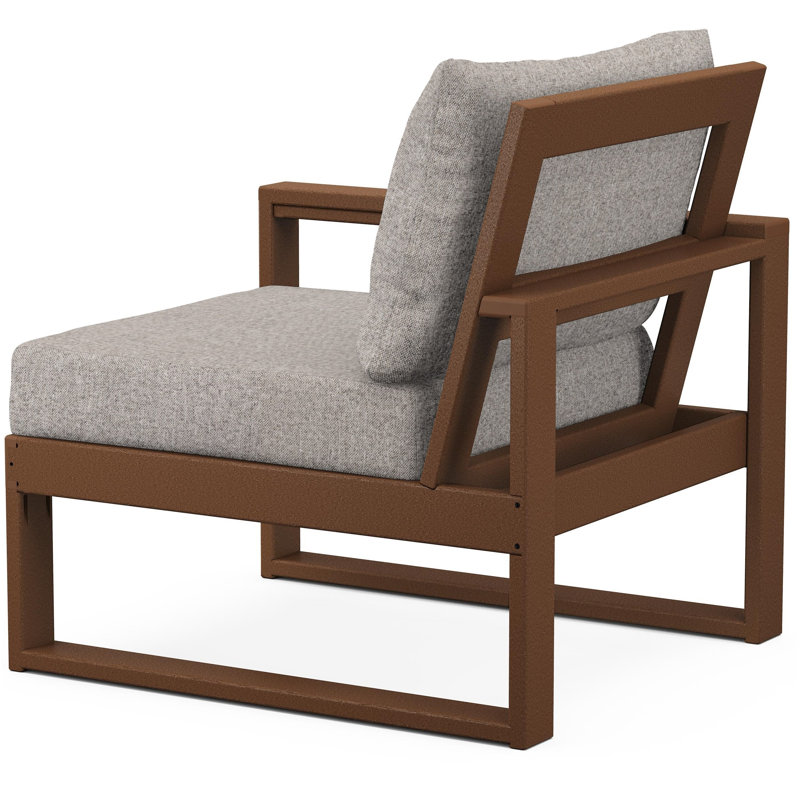 POLYWOOD Outdoor Lounge Chair, Weathered Tweed, Teak