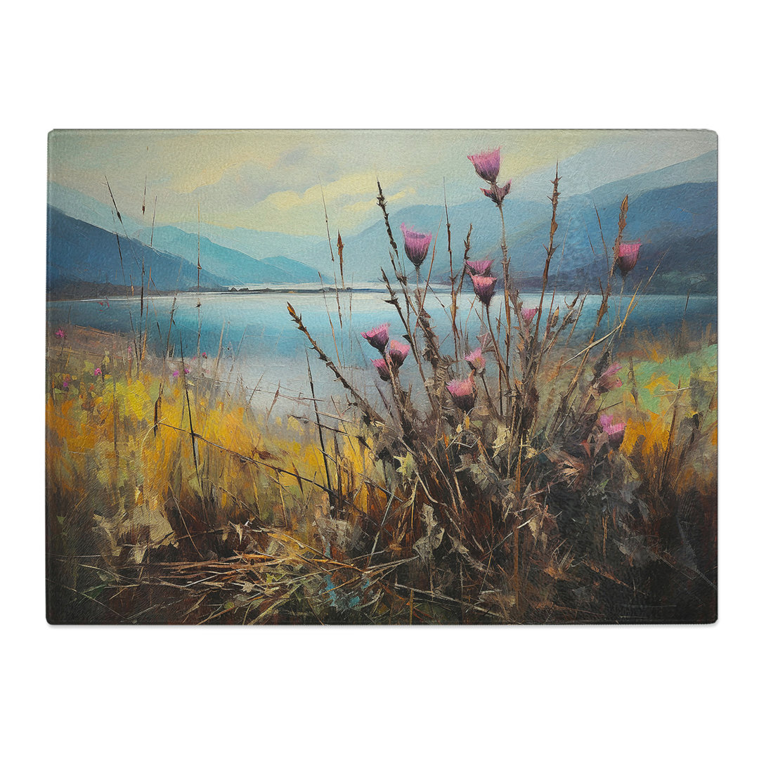 Thistle Expressionism  Glass Chopping Board