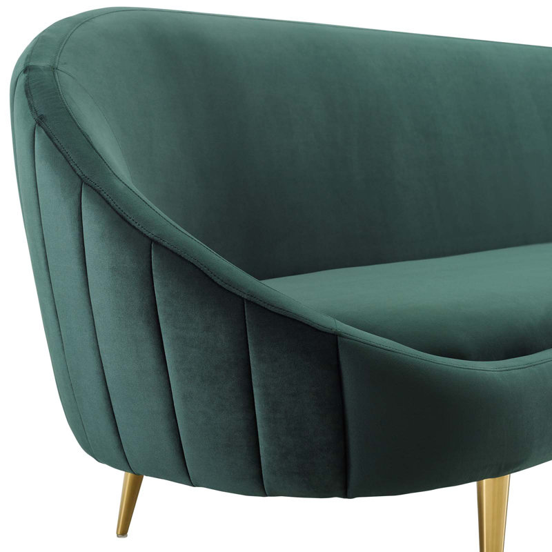 Modway Silver Orchid Perez Vertical-curve Back Sofa, Green Velvet