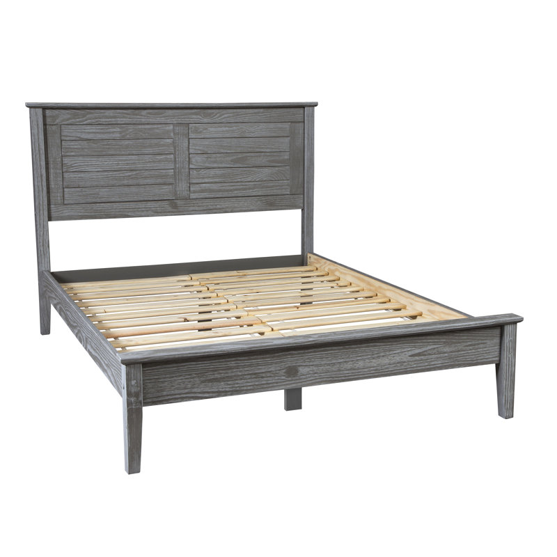 Greenport Solid Wood Louvered Bed, Brushed Gray, Full
