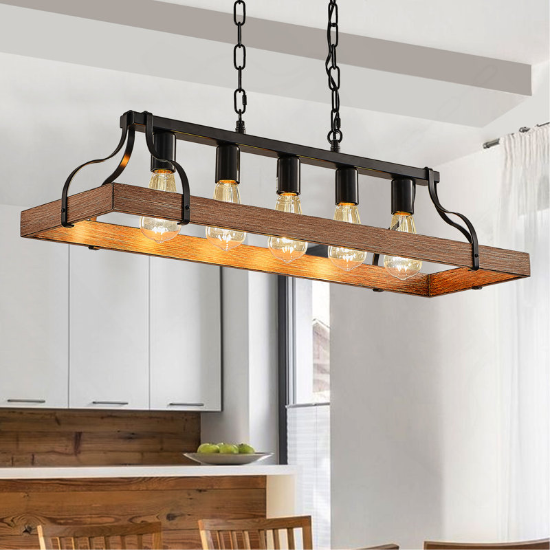 Luminaire suspendu 34 po grain de bois noir et noyer