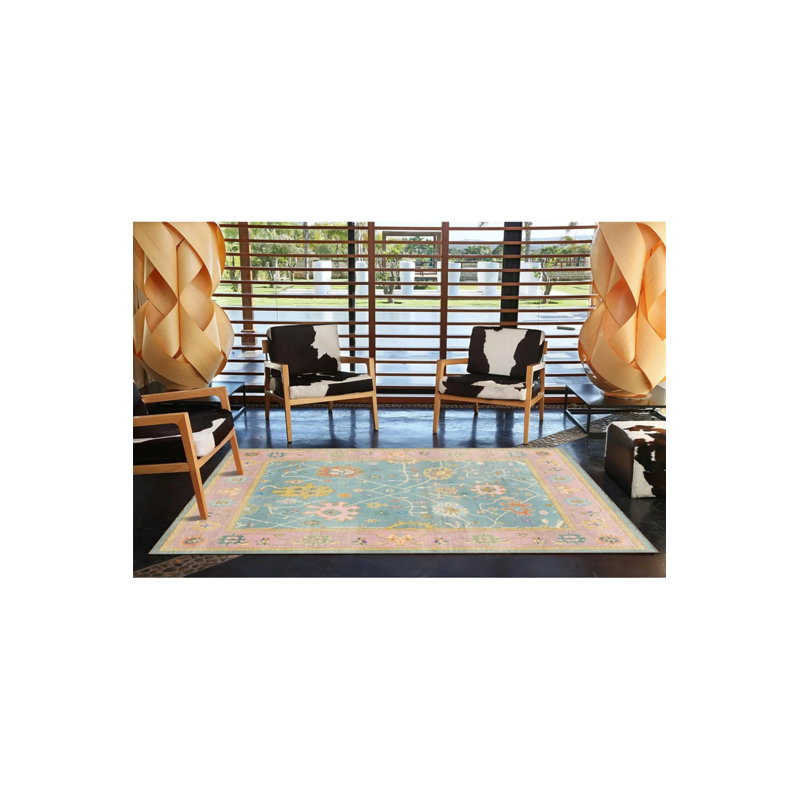 Tapis rose tissé à motif botanique lavable, Rectangle 2 pi 4 po x 4 pi