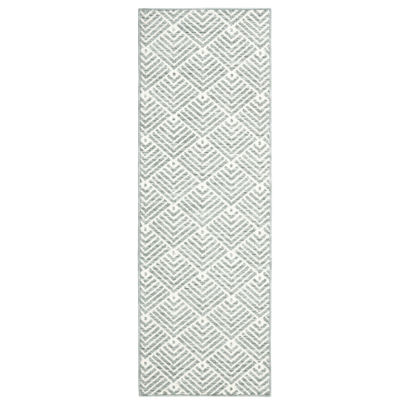TOWN & COUNTRY EVERYDAY Walker Modern Stripe Everwash Non-Slip Backing Kitchen Mat, Green, Runner 2' x 6'