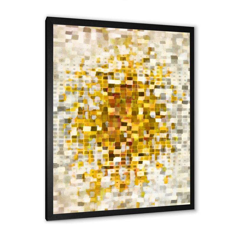 'Glam Yellow Explosion Blocks' - Picture Frame Print on Canvas, Black Framed, 46" H x 36" W x 1.5" D