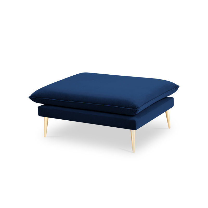 Adoraim 100cm Wide Rectangle Solid Colour Footstool Ottoman, Blue, Gold