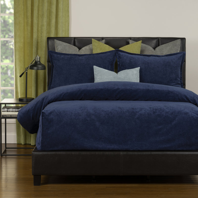Mixology Velvet Bed Cap Comforter Set with Sewn Corners, Blue Bell, King Comforter + 6 Additional Pieces