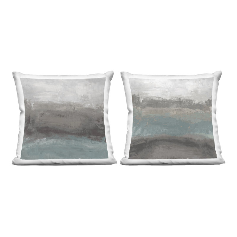 Ensemble de 2 coussins décoratifs imprimés Dark Earth & Sea par Hannah Dawson