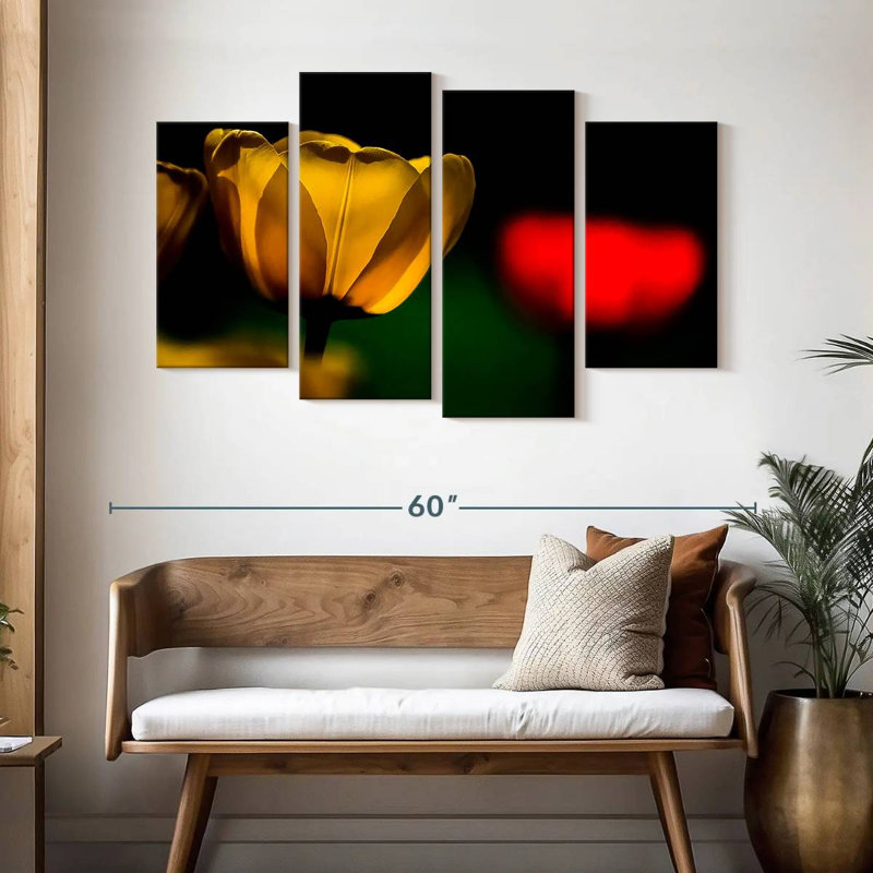 Harnek tulipes jaunes en fleurs, H 32 po x l 52 po