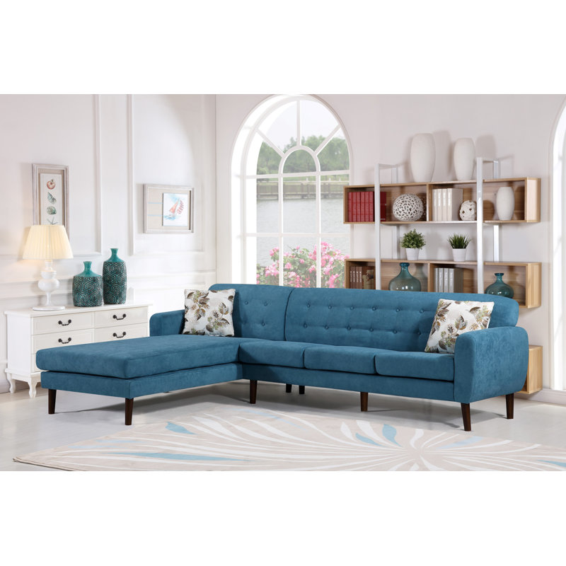 Canapé et chaise longue Jayant, Bleu sarcelle, Orienté à gauche (vu de face)