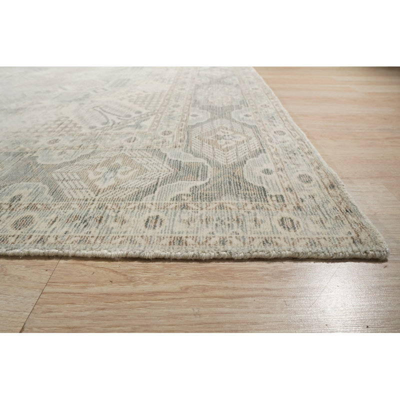 Green Hand-Knotted Wool Faded Elegance Classic Traditional Modern Contemporary Carpet Rug, 4' x 6'