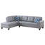 Ensemble de quatre sièges modulaires en L gris en similicuir gris, 3 pièces avec siège central rétractable pour des séances de jeu / cinéma confortables, comprend deux coussins décoratifs et un rangement, cadre en bois massif rembourré de mousse-1531800821