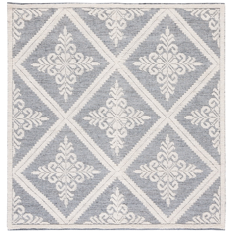 Vermont Hand Woven Wool Damask Rug, Square 6'
