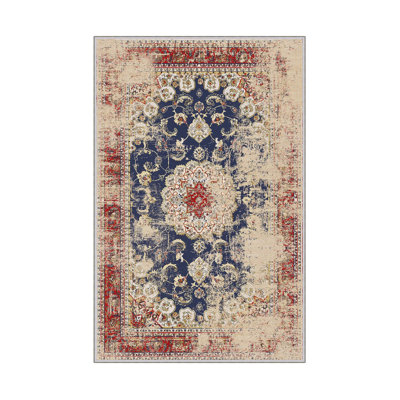 Stylish Hall Carpet (3.3 x 4.9 ft), 100% Polyester, 0.3 in Pile Height | Antibacterial, Non-Slip PVC Dot Underside | Woven Design with 3D Digital Printing | Machine Washable, Perfect for Home Décor & Comfort