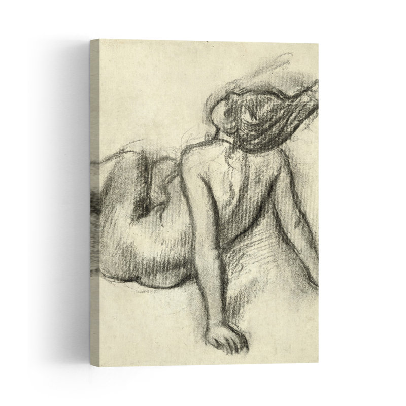 Femme se faisant coiffer - Estampe murale abstraite et contemporaine impressionniste, H 18 po x l 12 po