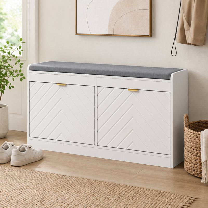 Banc à chaussures étroit et rembourré pour vestibule, couloir et vestibule