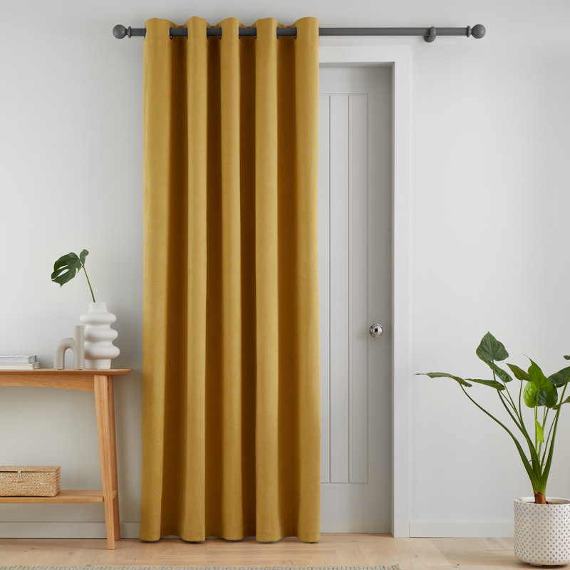 Wilson Blackout Thermal Curtains, 117cm Width x 213cm Drop, Yellow, Single Panel