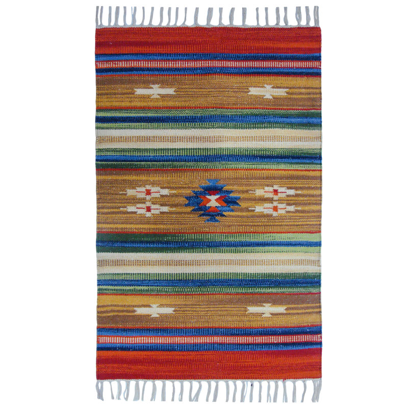 Country Southwestern Cotton Hand Woven Area Rug, Rectangle 60 x 90cm