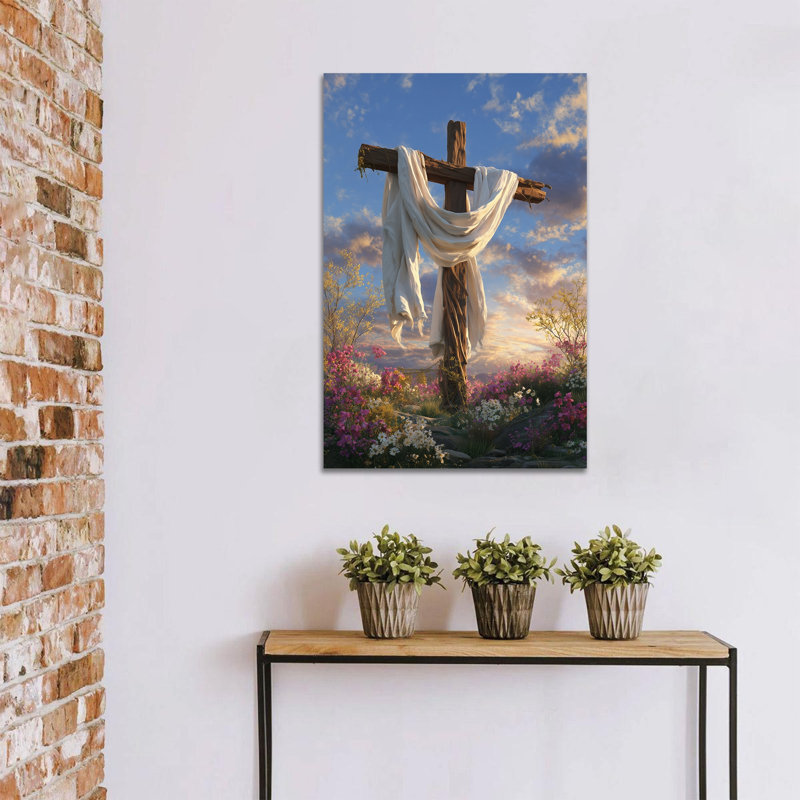  Art mural sur toile de Pâques - Décoration murale de photos de Pâques, peinture d'art printanière pour la maison, cadre en pin, 18 x 24 pouces