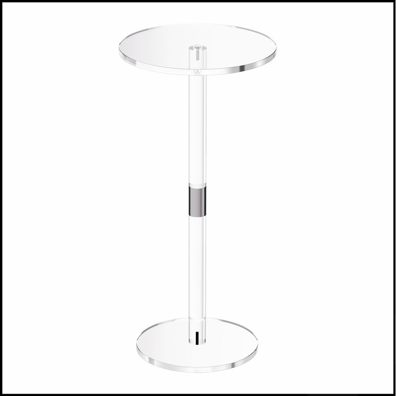Table à boissons en acrylique transparent avec poteau plein, moderne et durable pour le café, les collations et l'assemblage facile