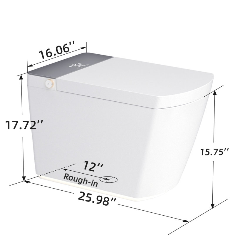 High Smart Toilet With Auto Lid Functionality, Heated Seat, Instant Warm Water Cleaning Function, Automatic Flush, Remote And Foot Flush Capability, Soft Ambient For , Led Digital Display Of Seat