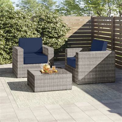 Fully Assembled Rattan Wicker 2-Person Seating Set With Cushions