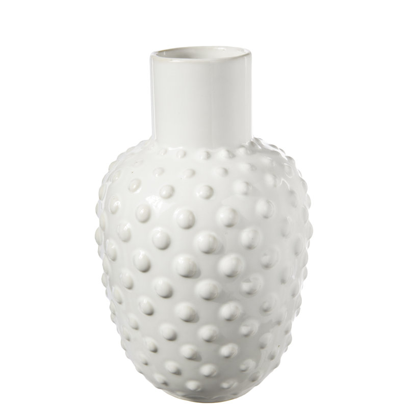 Vase de table en céramique blanche Goetz, H 10 po x l 6 po x p 6 po