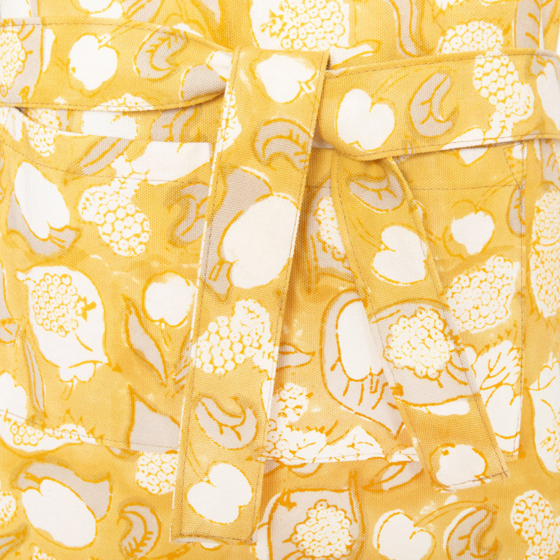 Bryssa Floral Cotton Bib Apron, Mustard/Gray/White