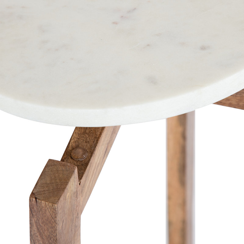 Table de bout en marbre Oakdale, L 12 po x H 24 po, Naturel