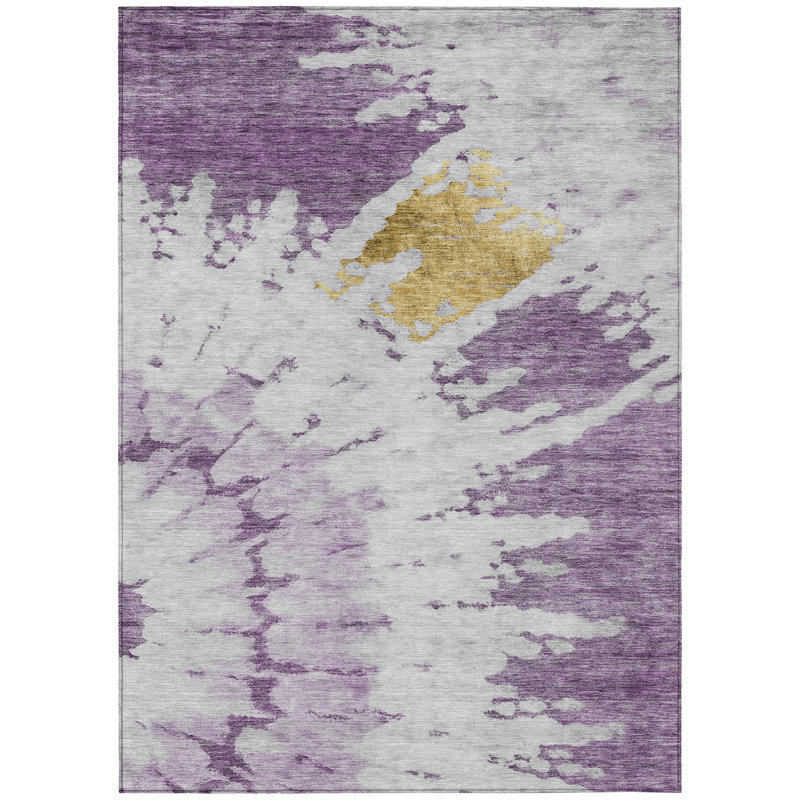 Tapis d'extérieur lavable abstrait mauve et lavande 3 pi x 5 pi