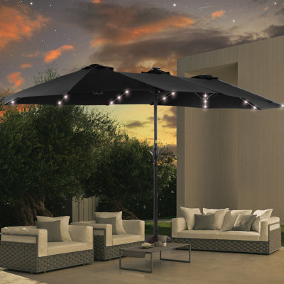 15 x 9ft LED Double-Sided Patio Umbrella Outdoor with Base