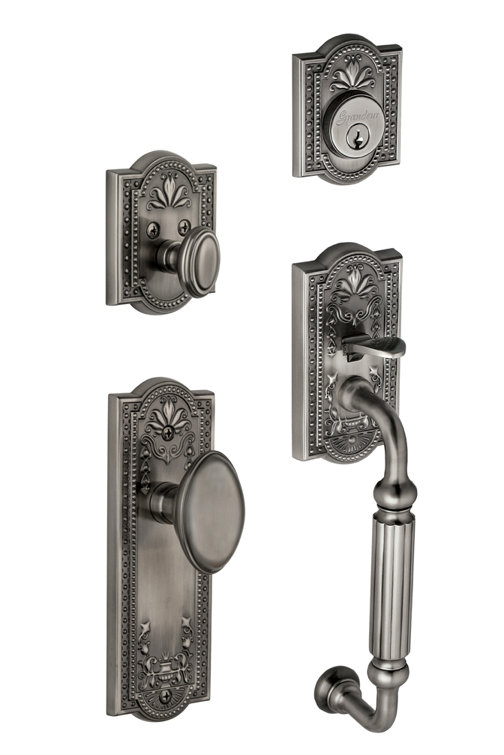 Parthenon Handleset with Deadbolt and Door and Rosette