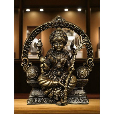 Statue de 4 pouces petite déesse Rajarajeshvari sur trône Kirtimukha