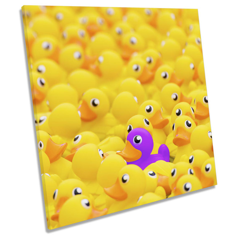 Pink Rubber Duck Bathroom - Wrapped Canvas Print, 91.4cm H x 91.4cm W x 4cm D