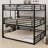 Metal Triple Bunk Bed With Safety Guardrails-1303769125