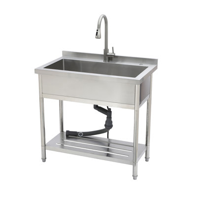 21"D X 36"W X 35.5"H Stainless Steel Large Utility Sink Single Bowl