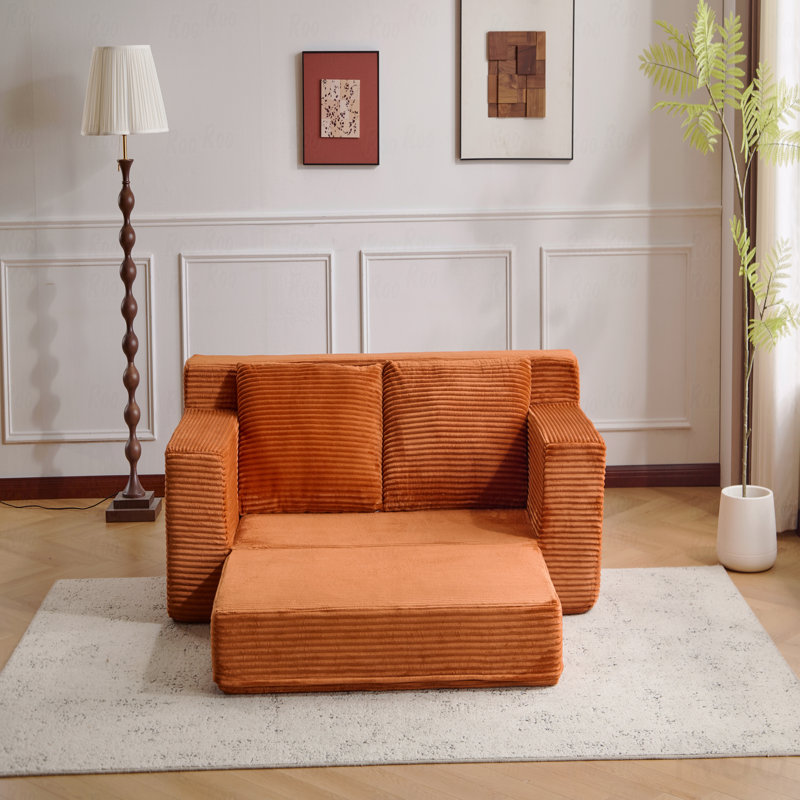 Canapé-lit, canapé-lit confortable à assise profonde, petit canapé en velours côtelé moderne pour la chambre à coucher du salon, coussin réversible avec coussins