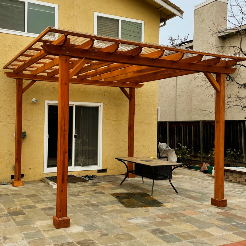 Best Redwood 18ft x 18ft Natural Wood Farmhouse Pergola