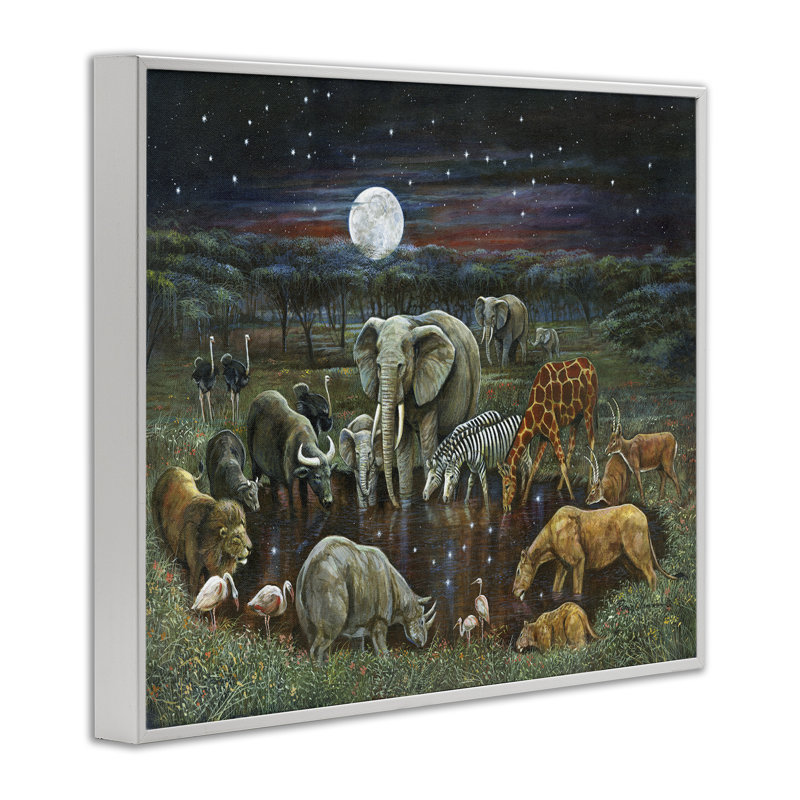 Reproduction de giclée par paires d'animaux à l'arrosage, conception de Ruane Manning, H 11 po x l 14 po