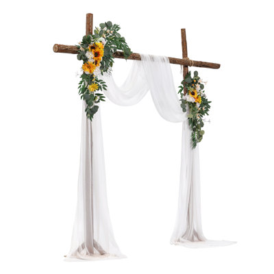 Artificial Wedding Arch Flowers Kit (Pack of 3) with 21Ft Wedding Arch Draping Fabric,Arch Flowers for Wedding Ceremony and Reception Backdrop Wedding Decoration