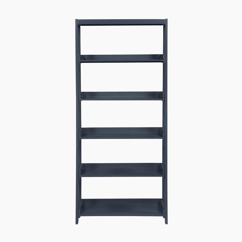 Estrela 30.5" Transitional Wood Bookcase with Five Fixed Shelves, Solid Wood Construction & Vertical Storage Tiers, Blue
