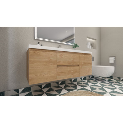 Meuble-lavabo mural 60 po Latitude Run® MOH avec éviers en acrylique renforcés