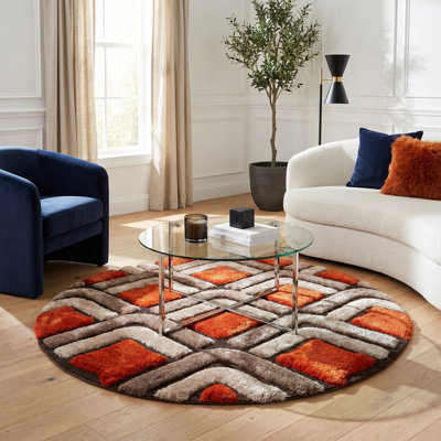 Tapis orange / brun à poils longs Corey-Leigh