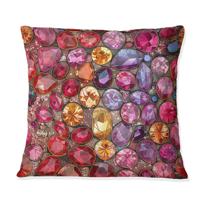 Pink Gold Glittering Gems IV - Modern Throw Pillow