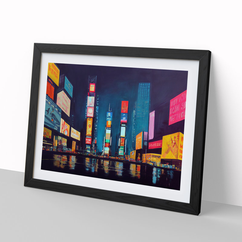 New York City Times Square Vol.5 - Single Picture Frame Print, Black , 46cm H x 64cm W